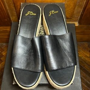J.Crew platform sandals . Black leather size 6 1/2.